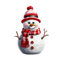 AI Generative White cute snowman  on transparent background  AI generative png