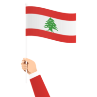 Hand halten Libanon National Flagge isoliert transparent einfach Illustration png