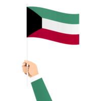 hand innehav kuwait nationell flagga isolerat transparent enkel illustration png