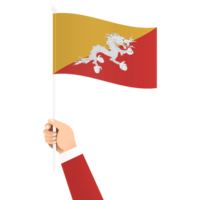 Hand Holding Bhutan National Flag Isolated Transparent Simple Illustration png