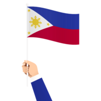 mão segurando filipino nacional bandeira isolado transparente simples ilustração png