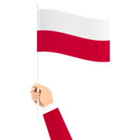main en portant Pologne nationale drapeau isolé transparent Facile illustration png