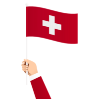 hand innehav schweiz nationell flagga isolerat transparent enkel illustration png