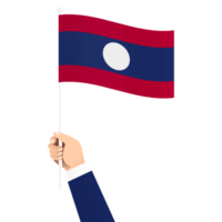 main en portant Laos nationale drapeau isolé transparent Facile illustration png
