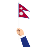 hand innehav nepal nationell flagga isolerat transparent enkel illustration png