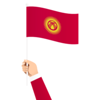 hand innehav kyrgyzstan nationell flagga isolerat transparent enkel illustration png