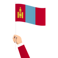 Hand Holding Mongolia National Flag Isolated Transparent Simple Illustration png