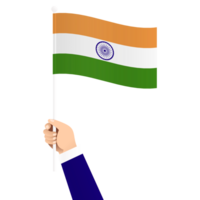 Hand halten Indien National Flagge isoliert transparent einfach Illustration png