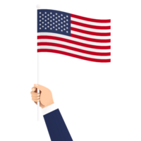 hand innehav förenad stater av Amerika nationell flagga isolerat transparent enkel illustration png