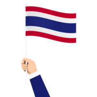 hand innehav thailand nationell flagga isolerat transparent enkel illustration png
