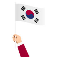 hand innehav söder korea nationell flagga isolerat transparent enkel illustration png