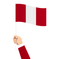 Hand halten Peru National Flagge isoliert transparent einfach Illustration png