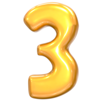 gold number 3 png