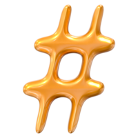 a gold hash symbol on a transparent background png