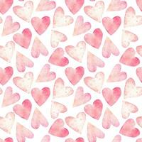 Watercolor seamless pattern of pink hearts photo