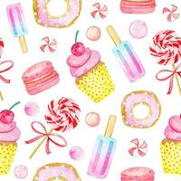 seamless pattern of watercolor sweets photo