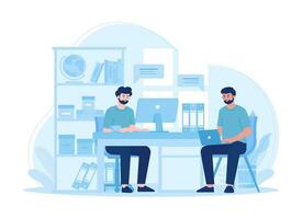 Consult each other on work projects concept flat illustration vector