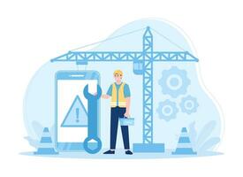 A repairman is repairing a cellphone concept flat illustration vector