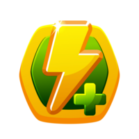 Golden icon add Energy. Graphic user interface element for mobile app. png