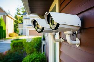 un vigilancia cámara en un pared.ai generativo foto