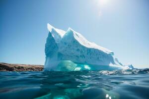 Beautiful shot of an iceberg on a sunny day. AI generative photo