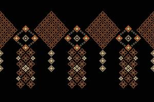 Ethnic geometric fabric pattern Cross Stitch.Ikat embroidery Ethnic oriental Pixel pattern black background. Abstract,vector,illustration. Texture,clothing,frame,decoration,motifs,silk wallpaper. vector