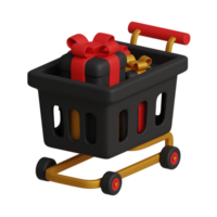 3d rendering of black friday shopping cart icon png