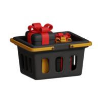 3d rendering of black friday shopping cart icon png
