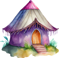 hut watercolor icon. AI Generated png