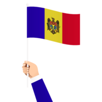 hand innehav moldavien nationell flagga isolerat transparent enkel illustration png