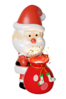 santa claus öppen gåva väska. glad jul och festlig ny år, 3d framställa illustration png