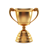 Generative AI, PNG trophy cup. Champion trophy, shiny golden cup, sport award. Winner prize