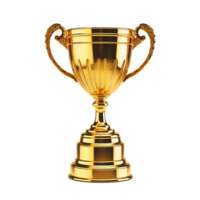 Generative AI, PNG trophy cup. Champion trophy, shiny golden cup, sport award. Winner prize