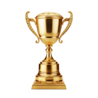 Generative AI, PNG trophy cup. Champion trophy, shiny golden cup, sport award. Winner prize