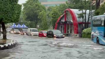 semarang, 31 desembarco 2022 - inundaciones en el ciudad de semarang video