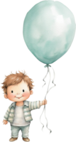 Ai Generated Watercolor Little Baby Floating with Balloons Clipart Nursery Happy kids outdoors Birthday Invitation Girl Boy Card Making Junk Journal Scrapbooking Poster Stickers Planner png