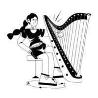 Trendy Harpist Concepts vector