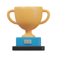campeão troféu ouro copo ícone 3d render ilustração. png