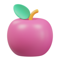 red apple with green leaf icon 3d render illustration png