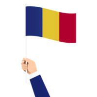 Hand halten Rumänien National Flagge isoliert transparent einfach Illustration png