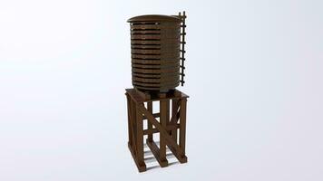 a brown water tower with a wooden base video