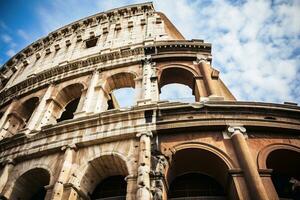 An ancient building looking like a big amphitheater.AI generative photo