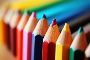 The tips of colored pencils.AI Generative photo