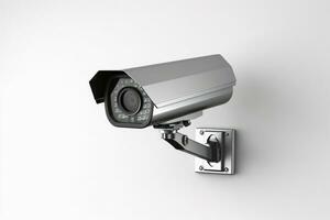 a surveillance camera isolated on a white background.AI generative photo