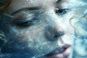 resumen retrato de un mujer con un montón de agua olas.ai generativo foto