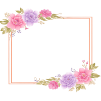 Flower border frame for invitation PNG transparent background Ai Generative