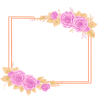 Flower border frame for invitation PNG transparent background Ai Generative