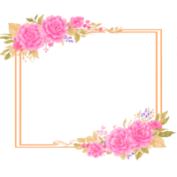 Flower border frame for invitation PNG transparent background Ai Generative