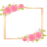 Flower border frame for invitation PNG transparent background Ai Generative