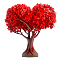 cœur forme arbre rouge ai génératif png